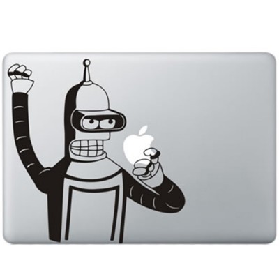 Futurama Bender (2) MacBook Sticker Zwarte Stickers